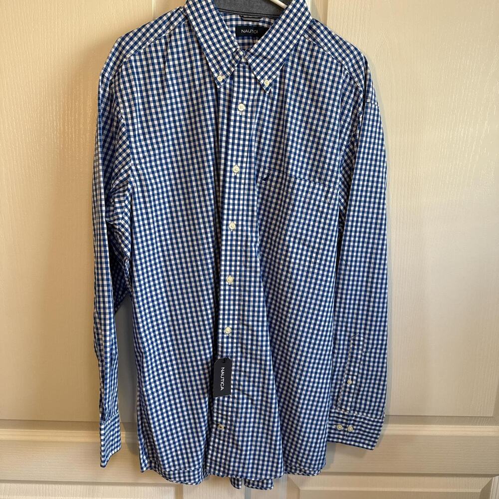 Men's Nautica Blue and White Button-Down Shirt size XL